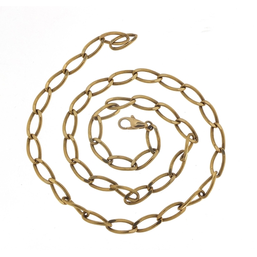 1720 - 9ct gold long link necklace, 46cm in length, 15.0g