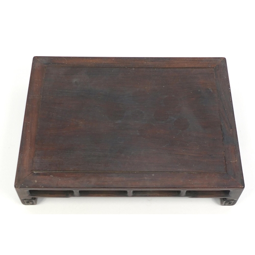 81 - Chinese carved hardwood low table, possibly Hongmu, 15cm H x 69cm W x 51.5cm D