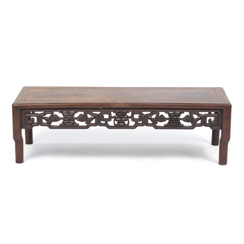 82 - Chinese hardwood low table, possible Hongmu, 30cm H x 104cm W x 34cm D