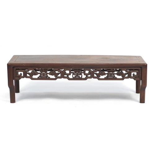 82 - Chinese hardwood low table, possible Hongmu, 30cm H x 104cm W x 34cm D
