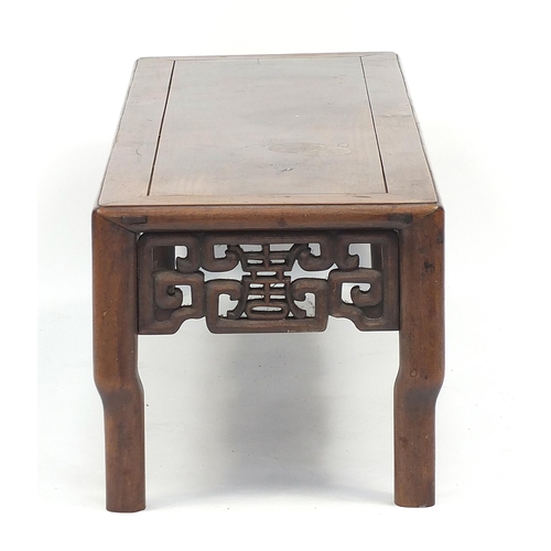 82 - Chinese hardwood low table, possible Hongmu, 30cm H x 104cm W x 34cm D