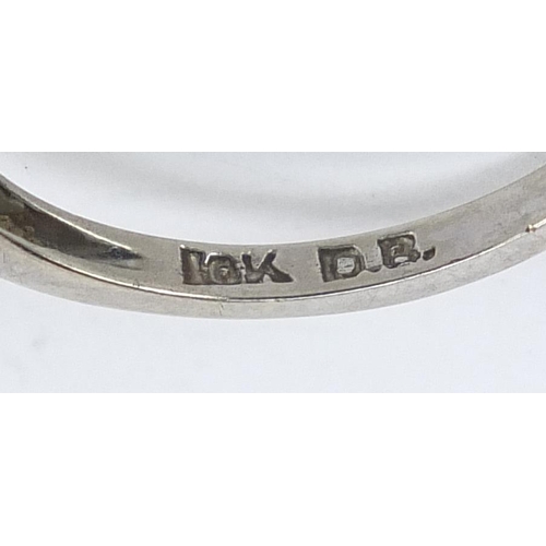 2145 - Three 9ct gold pearl rings including one with diamond shoulders, sizes L and M, total 5.6g