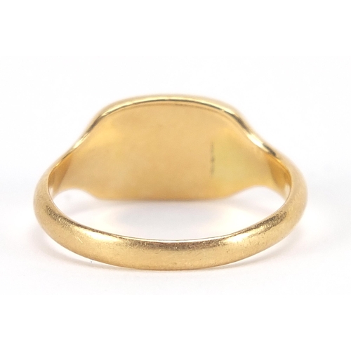 1730 - 18ct gold yellow, blue and white enamel ring, size M, 4.3g