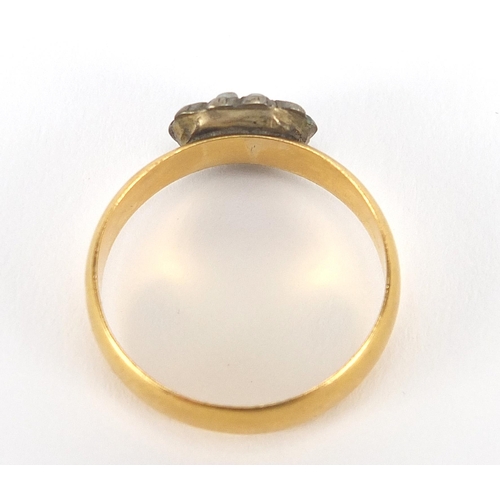 1698 - William IV 22ct gold seed pearl mourning ring, Chester 1831, size O, 4.8g