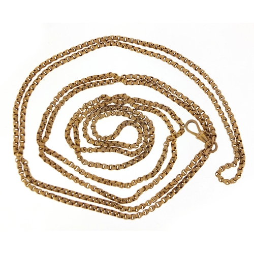 1670 - 9ct gold Longuard chain, 78cm in length when doubled, 33.3g
