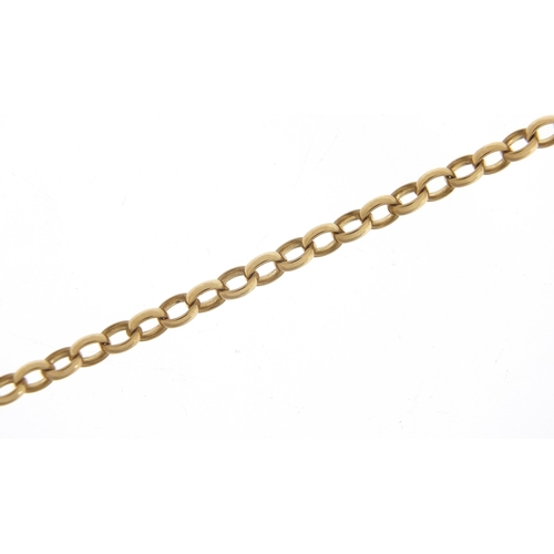 1687 - 9ct gold Belcher link necklace, 70cm in length, 15.0g