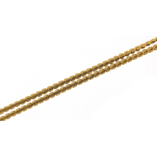 1758 - 18ct gold S link necklace, 50cm in length, 13.3g