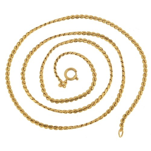 1758 - 18ct gold S link necklace, 50cm in length, 13.3g