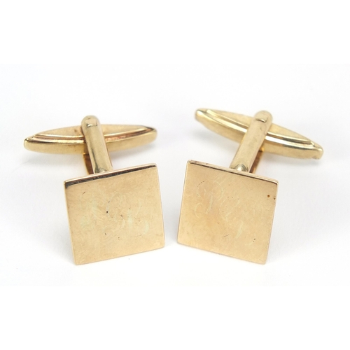 1760 - Pair of 9ct gold cufflinks, 1.2cm x 1.2cm, 6.8g