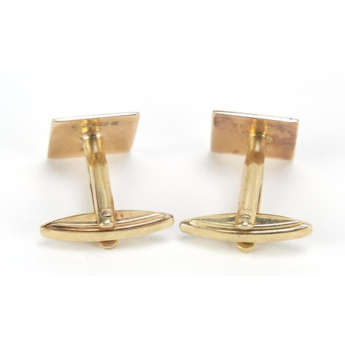 1760 - Pair of 9ct gold cufflinks, 1.2cm x 1.2cm, 6.8g