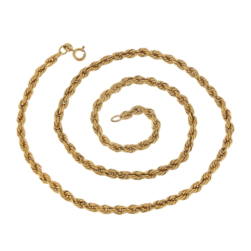 1740 - 9ct gold rope twist necklace, 44cm in length, 6.2g