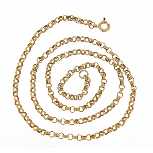 1747 - 9ct gold Belcher link necklace, 46cm in length, 8.7g