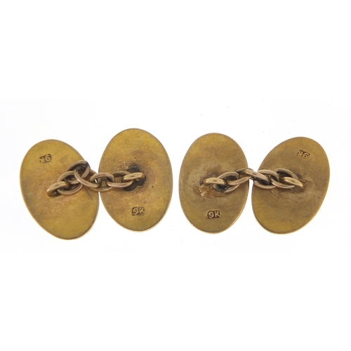 1691 - Pair of 9ct gold cufflinks, 1.6cm wide, 6.8g