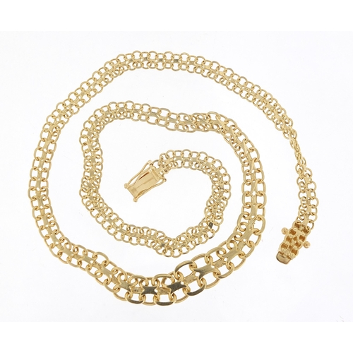 1689 - 14ct gold graduated link necklace, 40cm in length, 15.3g