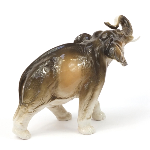 407 - Large Royal Dux pottery elephant with Royal Dux to the underside, 60cm in length