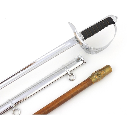 2459 - Military interest Life Guards dress sword by Wilkinson and a swagger style stick with Life Guard bad... 