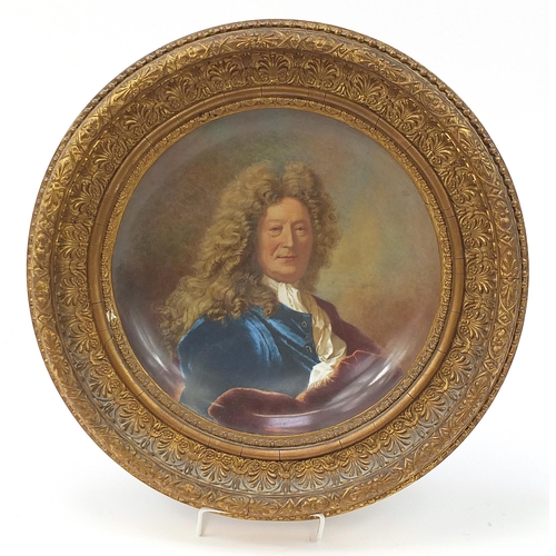 361 - Continental porcelain wall plate hand painted with a portrait of François Girardon, signed M Michaux... 