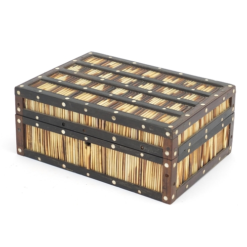 286 - Anglo Indian Porcupine quill box, 8.5cm H x 20.5cm W x 15cm D