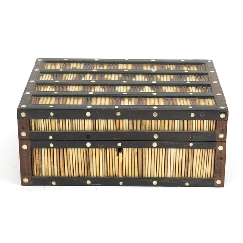 286 - Anglo Indian Porcupine quill box, 8.5cm H x 20.5cm W x 15cm D