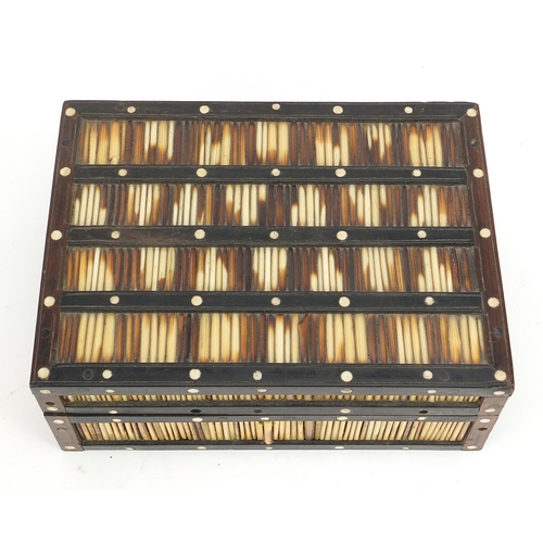 286 - Anglo Indian Porcupine quill box, 8.5cm H x 20.5cm W x 15cm D