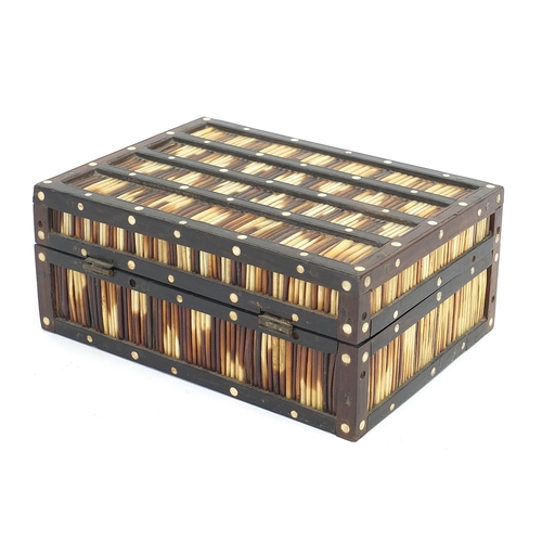 286 - Anglo Indian Porcupine quill box, 8.5cm H x 20.5cm W x 15cm D