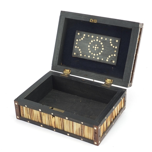 286 - Anglo Indian Porcupine quill box, 8.5cm H x 20.5cm W x 15cm D