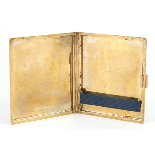 1665 - 9ct gold cigarette case with engine turned decoration, Birmingham 1924, 8cm wide, 101.0g