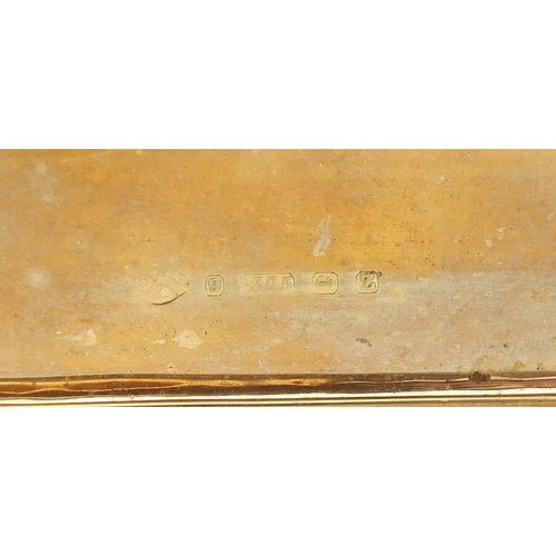 1665 - 9ct gold cigarette case with engine turned decoration, Birmingham 1924, 8cm wide, 101.0g