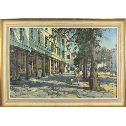 439 - Eric Bruce McKay - The Pantiles, Tunbridge Wells, oil on canvas, inscribed verso, mounted and framed... 