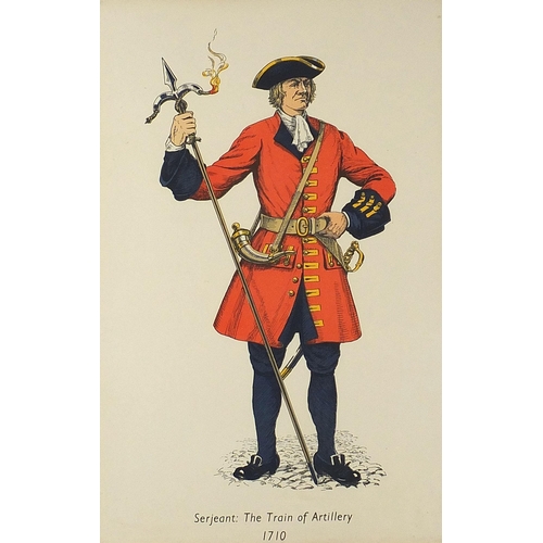 1655 - Set of seven British military interest prints in colour including Gunner Royal Artillery, Officer 1s... 