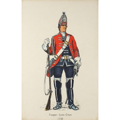 1655 - Set of seven British military interest prints in colour including Gunner Royal Artillery, Officer 1s... 