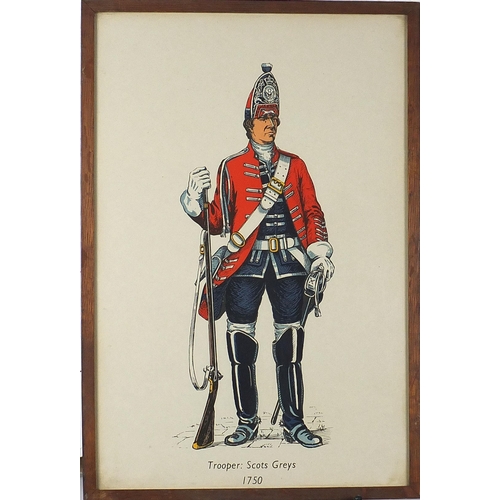 1655 - Set of seven British military interest prints in colour including Gunner Royal Artillery, Officer 1s... 