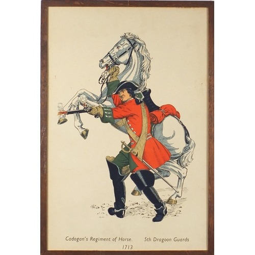 1655 - Set of seven British military interest prints in colour including Gunner Royal Artillery, Officer 1s... 