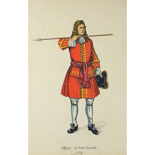 1655 - Set of seven British military interest prints in colour including Gunner Royal Artillery, Officer 1s... 