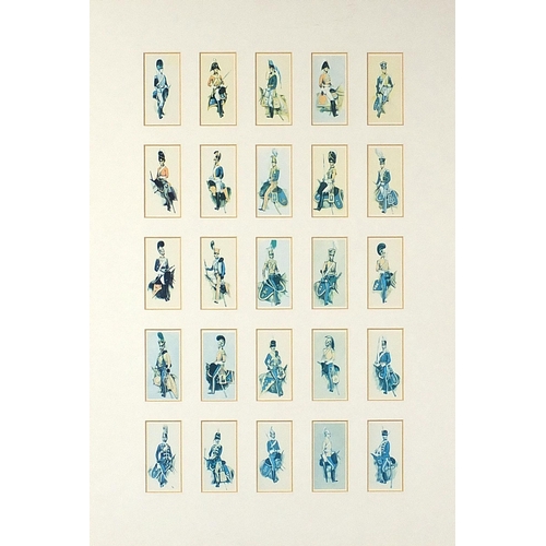 1658 - Five framed, glazed displays of cigarette cards including  Cries of London, the largest overall 64cm... 