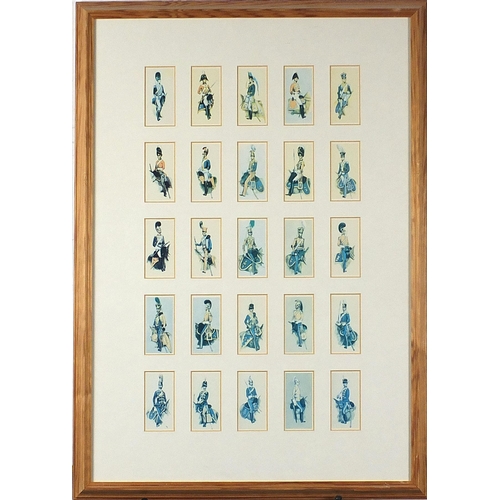 1658 - Five framed, glazed displays of cigarette cards including  Cries of London, the largest overall 64cm... 