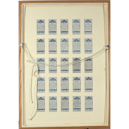 1658 - Five framed, glazed displays of cigarette cards including  Cries of London, the largest overall 64cm... 