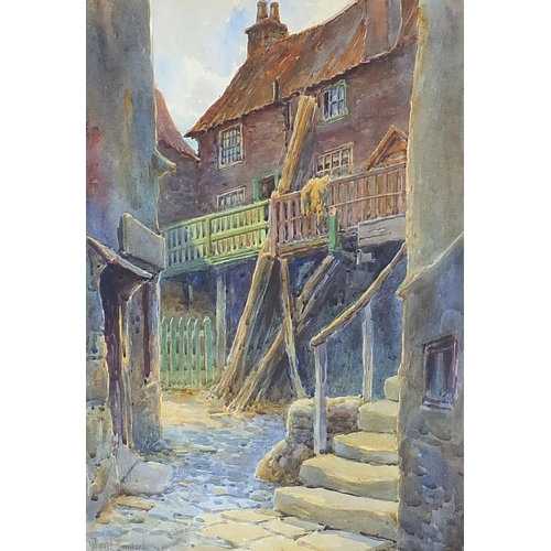 686 - W Cecil Dunford - Evening, the Harbour, Whitby and Wilson's yard, in the Old Town, two watercolours,... 