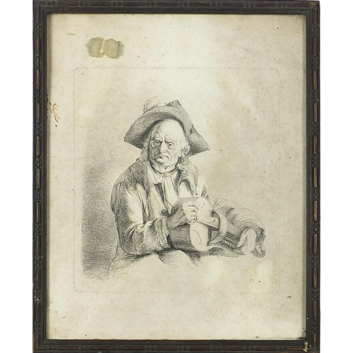 508 - After Jean-Jacques de Boissieu - The right handed old man, etching, details verso, framed and glazed... 