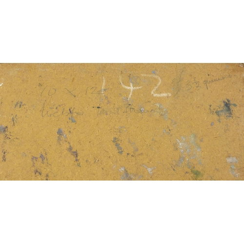 511 - Manner of Alexander Goudie - Welsh stream, oil on board, inscribed verso, unframed, 30.5cm x 27cm