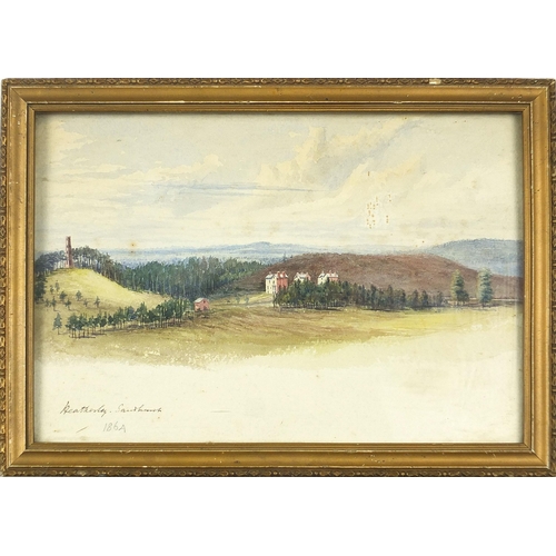 710 - Fields before hills and horse and cart beside a house, three watercolours, one signed C Jones, two m... 