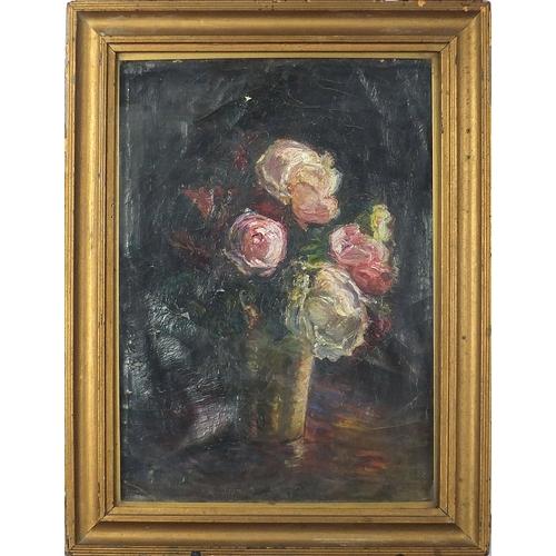 1640 - Still life flowers, five 20th century oils, one signed D Knott, one mounted, framed and glazed, two ... 