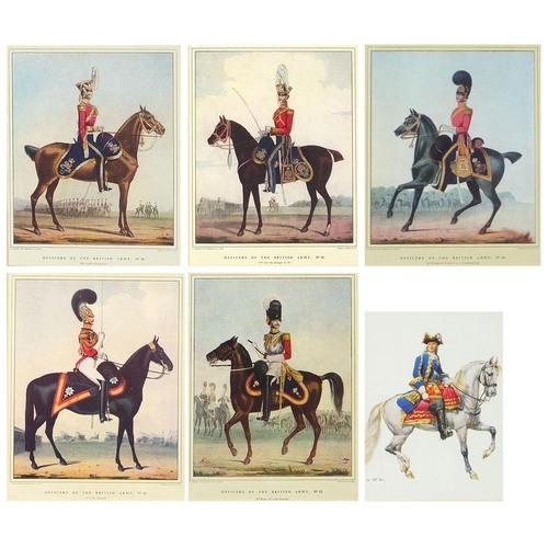 1654 - Seven British military interest prints in colour including Officers of the British Army No 42 and Of... 