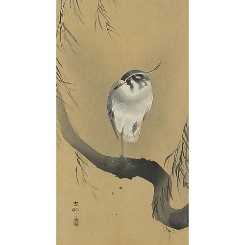 104A - Birds of paradise, pair of Japanese watercolours with character marks and red seal marks, mounted an... 