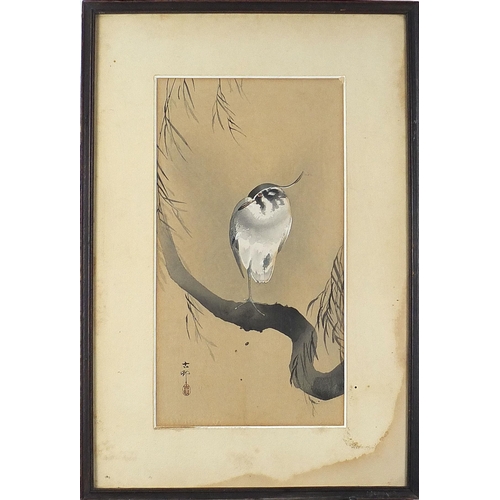 104A - Birds of paradise, pair of Japanese watercolours with character marks and red seal marks, mounted an... 
