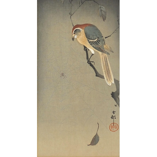 104A - Birds of paradise, pair of Japanese watercolours with character marks and red seal marks, mounted an... 