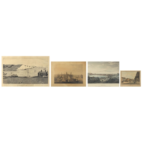 1660A - Four antique and later prints including Frankfort, Dieppe and Cuckmere Coastguard station near Seafo... 