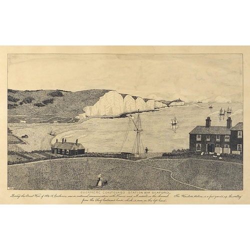 1660A - Four antique and later prints including Frankfort, Dieppe and Cuckmere Coastguard station near Seafo... 