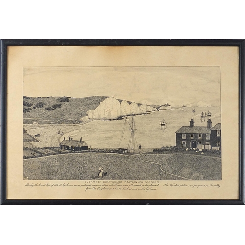 1660A - Four antique and later prints including Frankfort, Dieppe and Cuckmere Coastguard station near Seafo... 