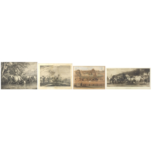 1650 - Four antique and later prints including The Horse Fair and His Majesty King George IV Travelling, Hy... 